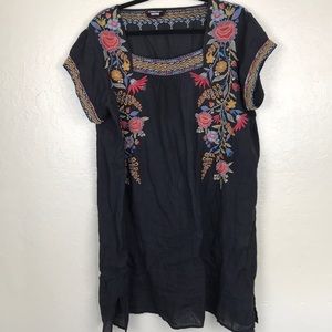 Johnny Was embroidered boho mini dress